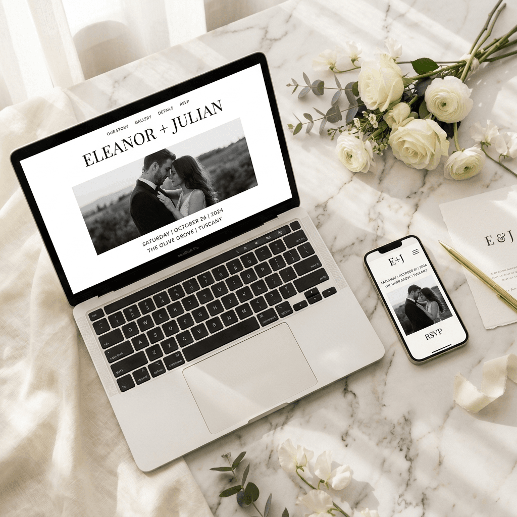 Premium Wedding Website Mockups on Laptop and Phone